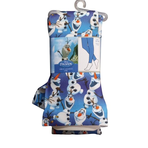 Disney Size 12-14 Leggings Girls Frozen Olaf Comfortable Stretchy Fabric NEW - Picture 1 of 4